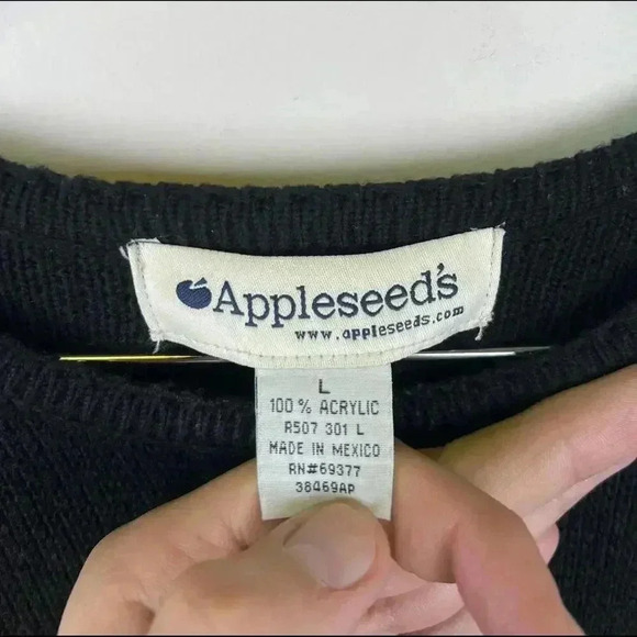 Appleseeds Black Autumn Cardigan with Embroidered Leaves and Harvest Design - Picture 3 of 4